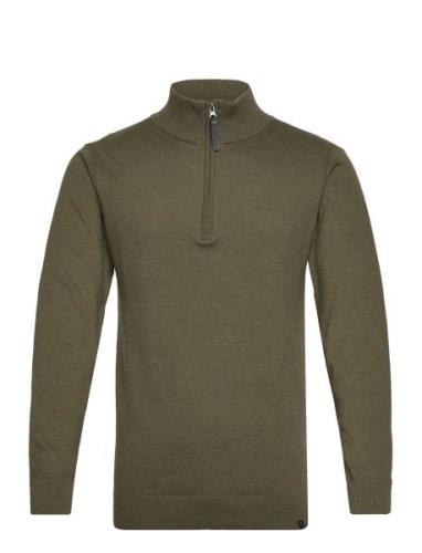 Inancona Tops Knitwear Half Zip Jumpers Khaki Green INDICODE