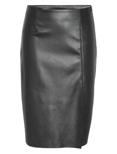 Nmclara Hw Slit Midi Length Skirt Noos Knälång Kjol Black NOISY MAY