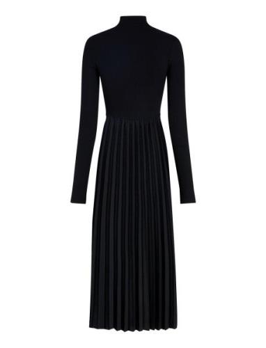 Rib Mix F&F Pleated Dress Ls Maxiklänning Festklänning Black Tommy Hil...