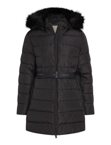 Mw Padded Scuba Belted Coat Fodrad Jacka Black Calvin Klein