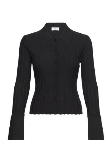 Knitted Shirt Tops Knitwear Cardigans Black Filippa K