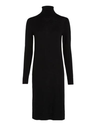 Merino Wool Knee Dress Kort Klänning Black Calvin Klein