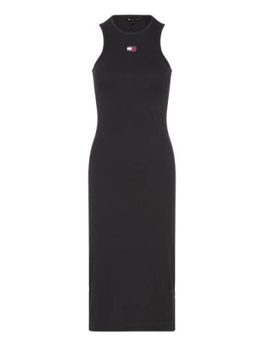 Tjw Rib Xs Badge Racer Dress Knälång Klänning Black Tommy Jeans