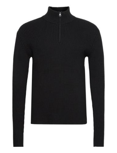 Simbbbilly Zip Knit Tops Knitwear Half Zip Jumpers Black Bruuns Bazaar