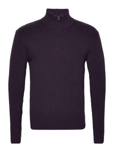 Simbbbilly Zip Knit Tops Knitwear Half Zip Jumpers Navy Bruuns Bazaar