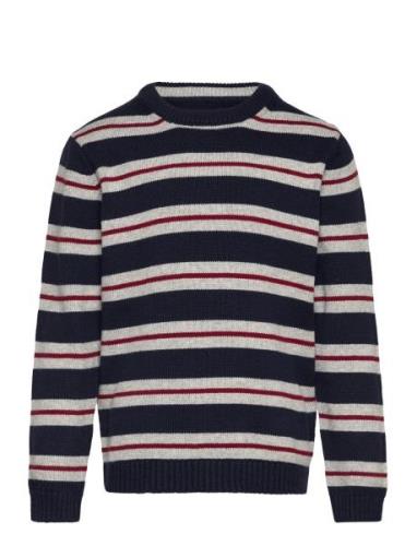 Mango Striped Knit Sweater Marinblå