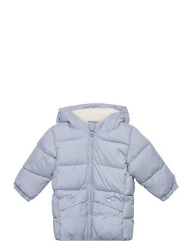 Padded Anorak With Shearling Lining Fodrad Jacka Blue Mango