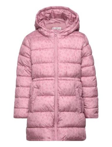 Mango Quilted Long Coat Rosa