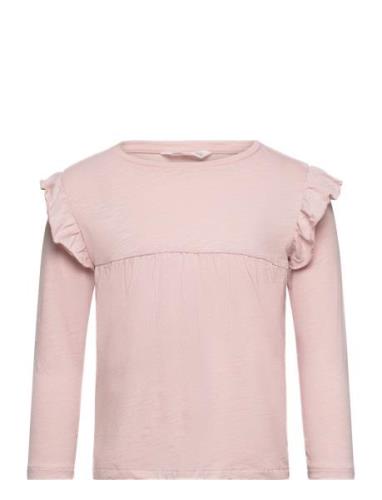 Mango Long -Sleeved T-Shirt With Ruffles Rosa