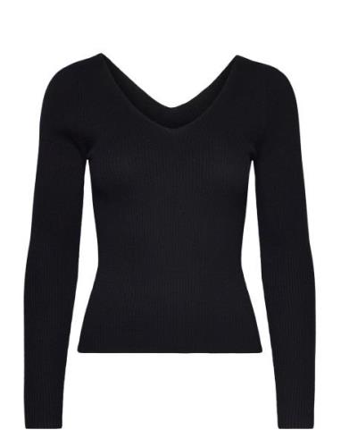 Mango Ribbed Sweater With Low-Cut Back Svart