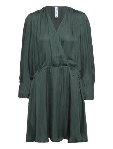 Wrapped Satin Dress Kort Klänning Green Mango