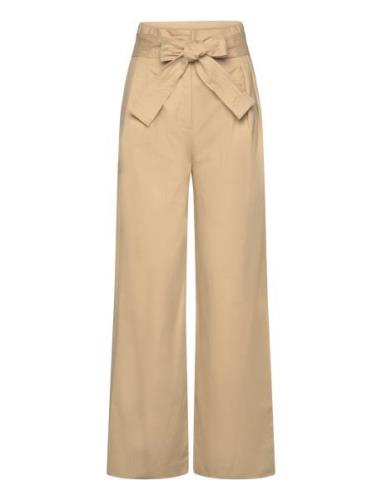 Paperbag Trousers With Belt Bottoms Trousers Wide Leg Beige Mango