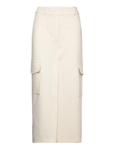 Cargo Skirt With Slit Lång Kjol Cream Mango