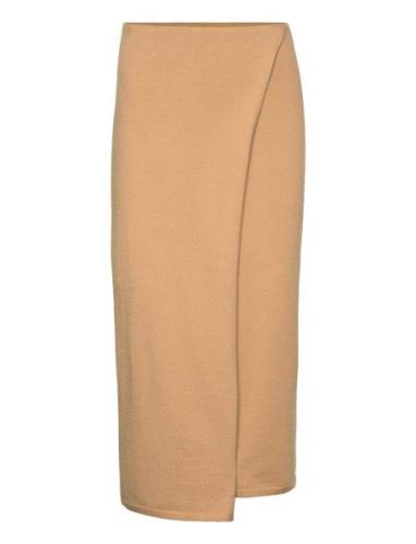 Knit Wrap Skirt Lång Kjol Beige Mango