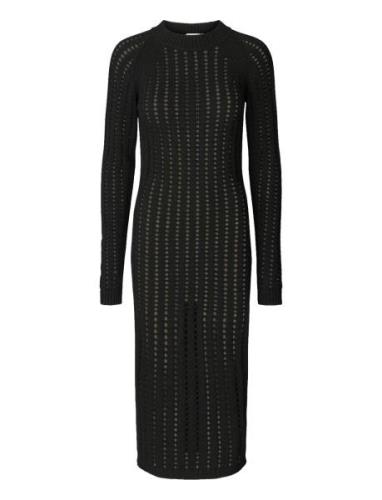 Cana - Square Knit Dress Knälång Klänning Black Rabens Sal R