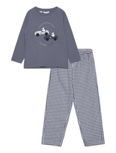 Cotton Printed Long Pyjamas Pyjamas Set Blue Mango