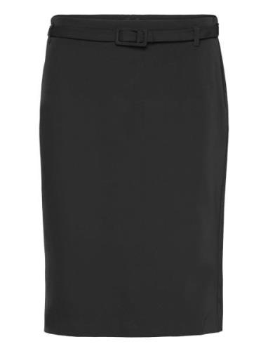 Pencil Belt Skirt Knälång Kjol Black Mango