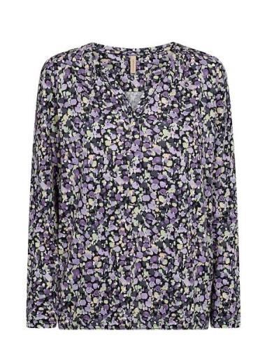 Sc-Felicity Aop Tops Blouses Long-sleeved Blue Soyaconcept