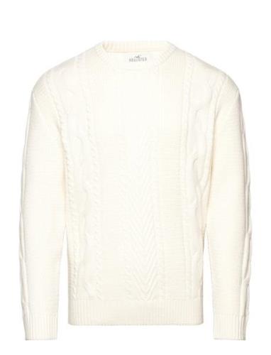 Hco. Guys Sweaters Tops Knitwear Round Necks Cream Hollister