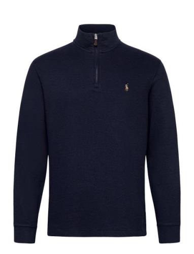 Estate-Rib Quarter-Zip Pullover Tops Knitwear Half Zip Jumpers Navy Po...