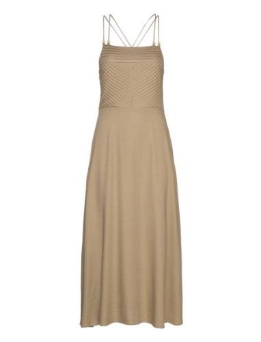 Oxalis Franca Dress Knälång Klänning Beige Bruuns Bazaar