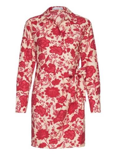 Floral Wrap Dress Kort Klänning Red Mango