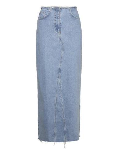 Long Denim Skirt Lång Kjol Blue Mango