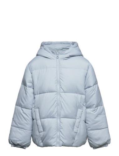 Hood Quilted Coat Fodrad Jacka Blue Mango