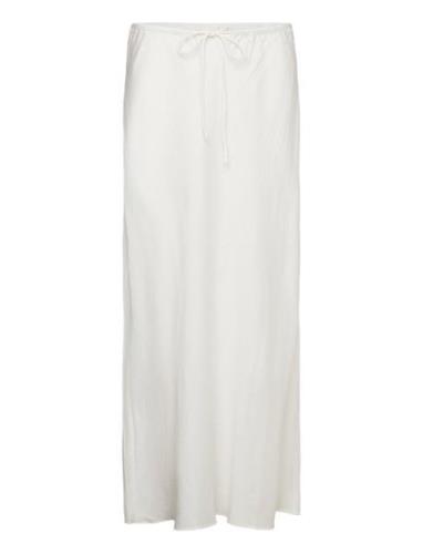 Tie Long Skirt Knälång Kjol White Mango