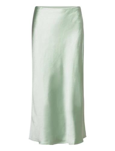 Midi Satin Skirt Knälång Kjol Green Mango