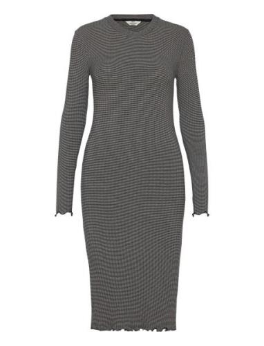 5X5 Stripe Boa Dress Knälång Klänning Grey Mads Nørgaard