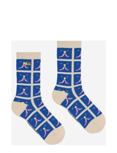 Funny Face All Over Long Socks Sockor Strumpor Blue Bobo Choses