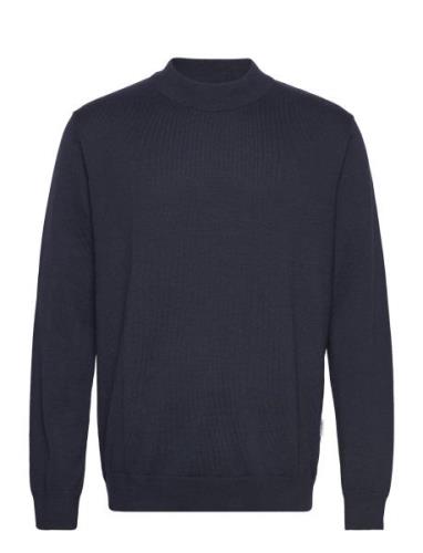 Selected Homme Slhrobert Ls Knit Mock Neck Marinblå