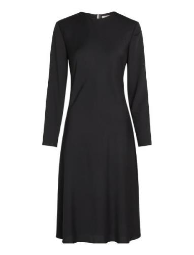 Recycled Cdc Fit & Flare Dress Knälång Klänning Black Calvin Klein