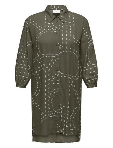 Carphoebe Life 3/4 Shirt Dress Aop Knälång Klänning Green ONLY Carmako...