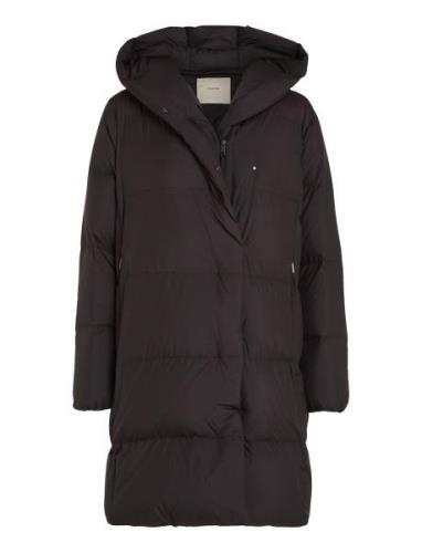 Lw Padded Funnel Neck Wrap Coat Fodrad Rock Black Calvin Klein