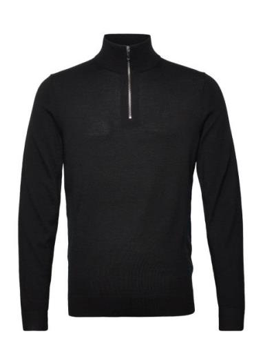 Merino Rws Quarter Zip Tops Knitwear Half Zip Jumpers Black Calvin Kle...