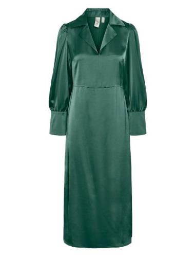 Yaspella Ls Long Dress S. Noos Knälång Klänning Green YAS