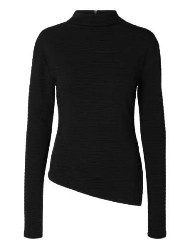 Selected Femme Slfganna Ls T-Neck Top Svart