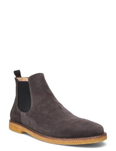 Booties - Flat - With Elastic Stövletter Chelsea Boot Brown ANGULUS