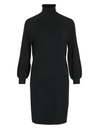 Viostria Roll Neck L/S Knit Dress - Noos Knälång Klänning Black Vila