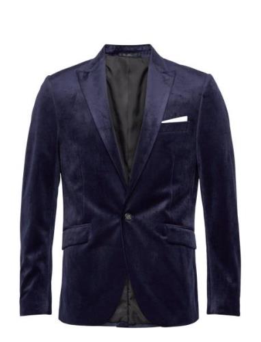 Lindbergh Velvet Blazer Marinblå