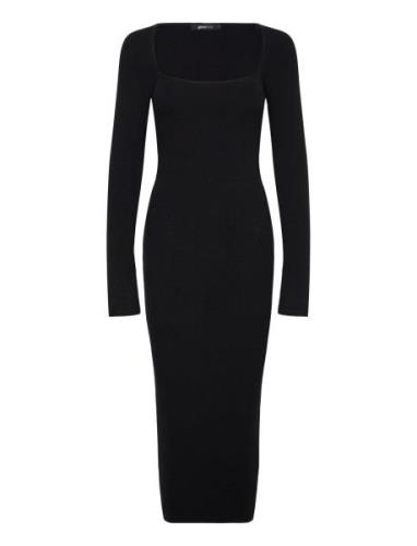 Knitted Midi Dress Knälång Klänning Black Gina Tricot