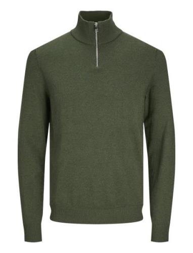 Jjeemil Knit Half Zip Noos Tops Knitwear Half Zip Jumpers Khaki Green ...