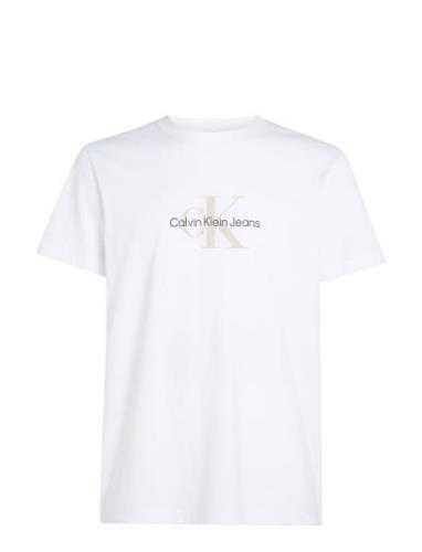 Distressed Monologo Tee Tops T-shirts Short-sleeved White Calvin Klein...