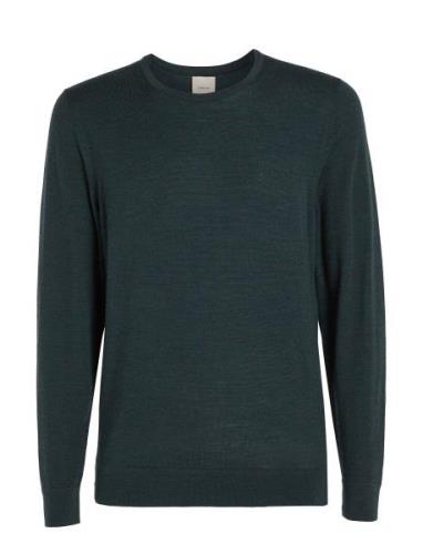 Superior Wool Crew Neck Sweater Tops Knitwear Round Necks Green Calvin...