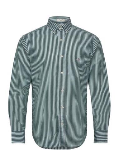 Reg Classic Poplin Stripe Shirt Tops Shirts Casual Green GANT