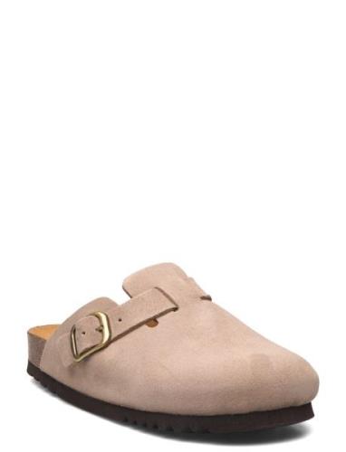 Sl Fae New Suede Dark Beige Platta Sandaler Beige Scholl