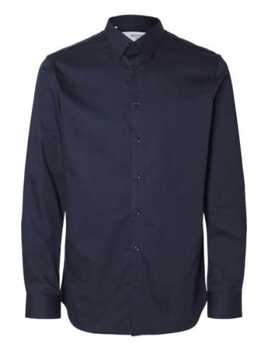 Selected Homme Slhslim-Performance Shirt Ls Noos Marinblå