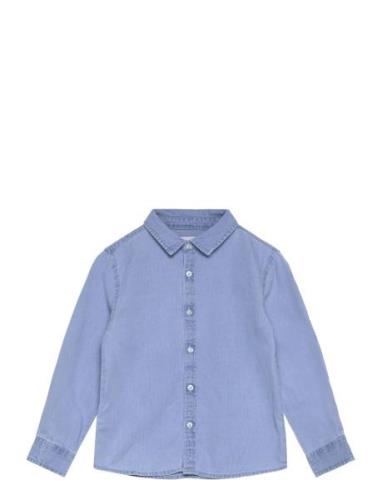 Regular-Fit Denim Shirt Tops Shirts Long-sleeved Shirts Blue Mango